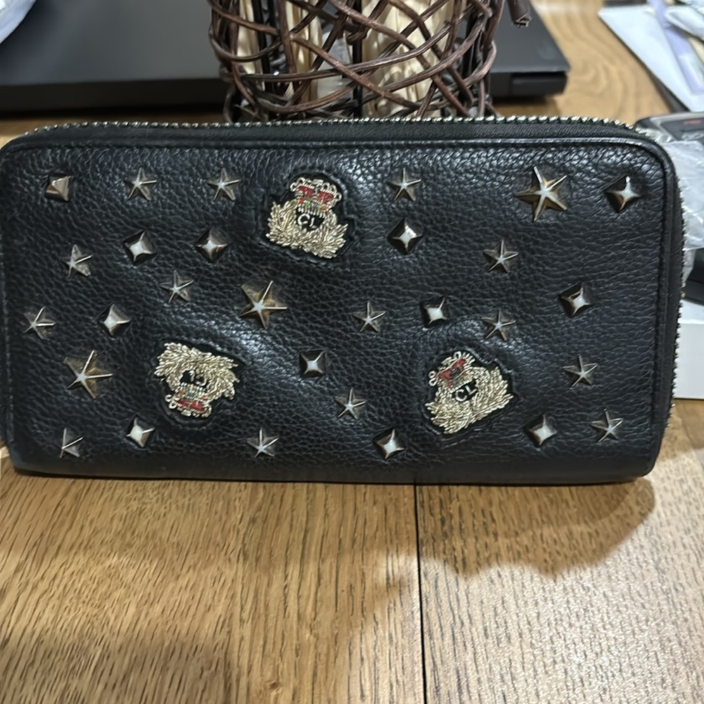 Christian Louboutin Black Wallet with Gold Accents